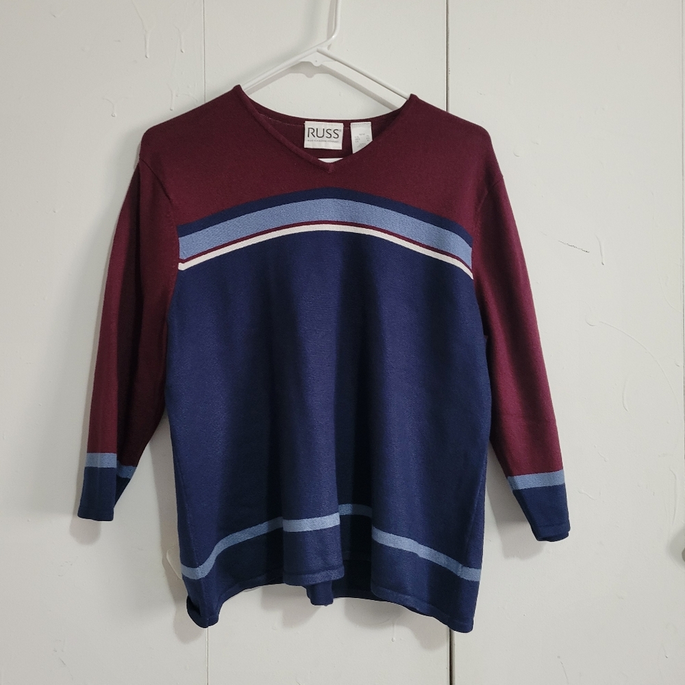 Russ Burgundy and Navy Sweater